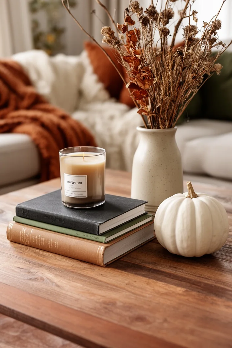 Styled fall coffee table vignette, idea 3