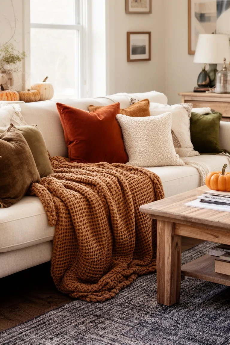 Cozy fall living room textures, idea 1