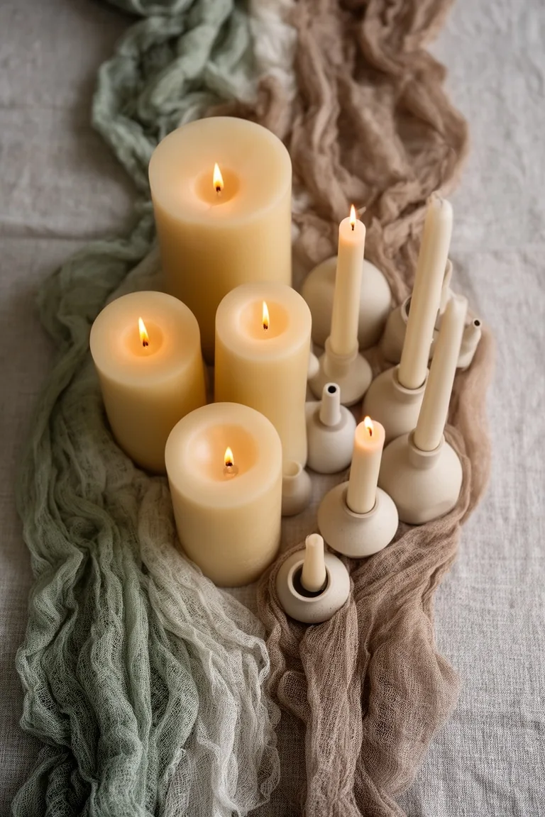 Layered candles for a warm golden glow, idea 3