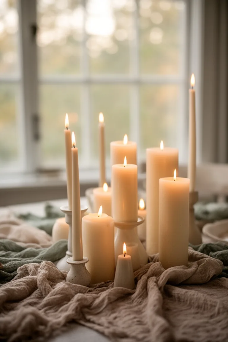 Layered candles for a warm golden glow, idea 5