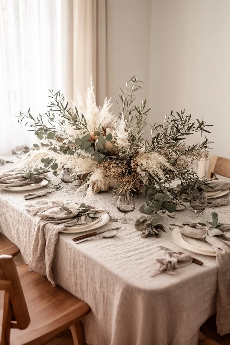 Soft foliage and dried stems in muted tones, idea 1