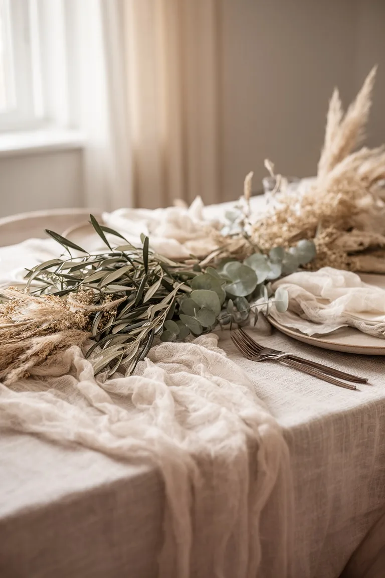 Soft foliage and dried stems in muted tones, idea 2