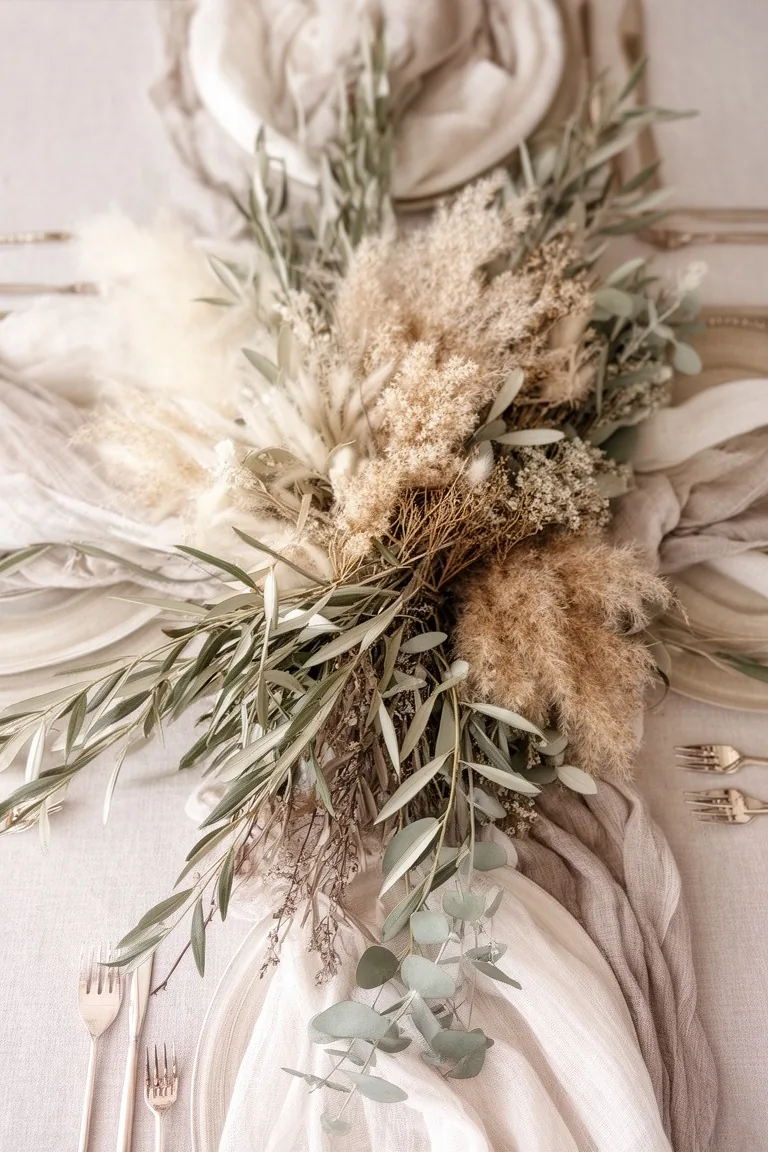 Soft foliage and dried stems in muted tones, idea 3