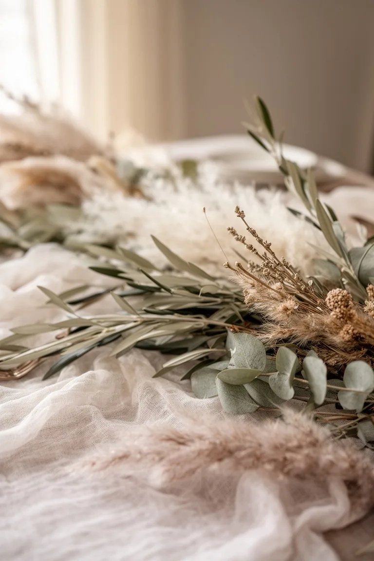 Soft foliage and dried stems in muted tones, idea 4