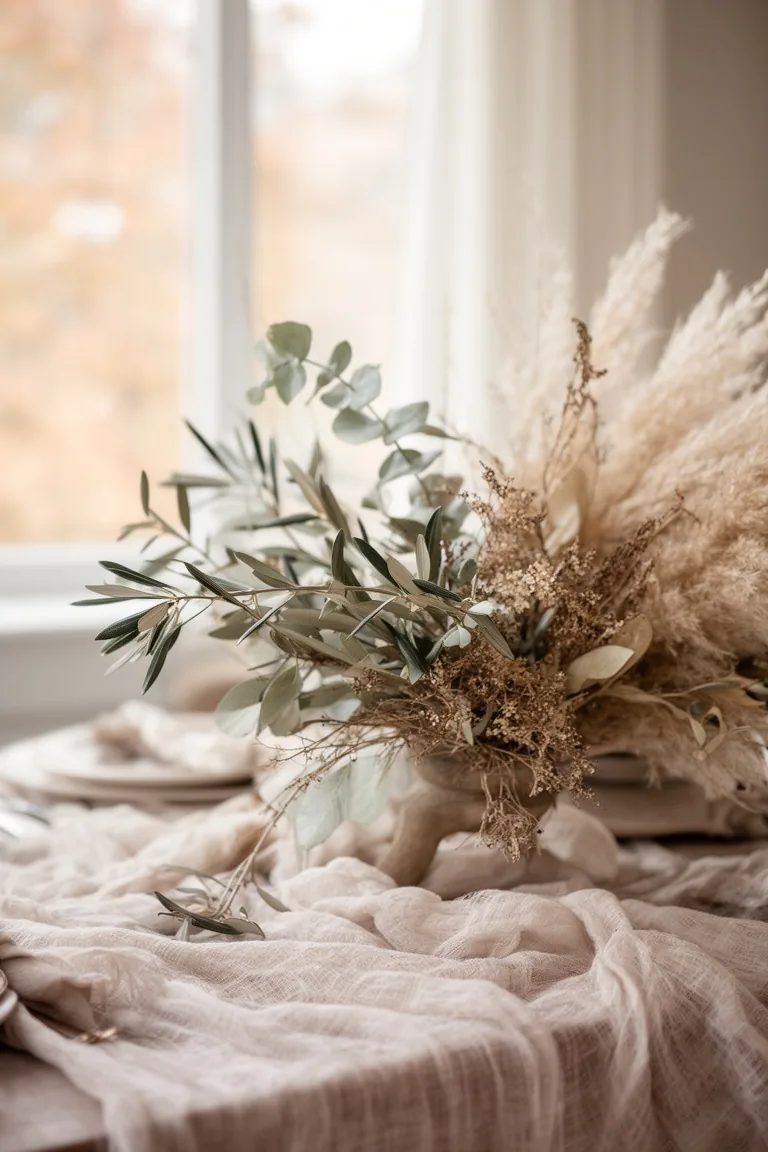 Soft foliage and dried stems in muted tones, idea 5