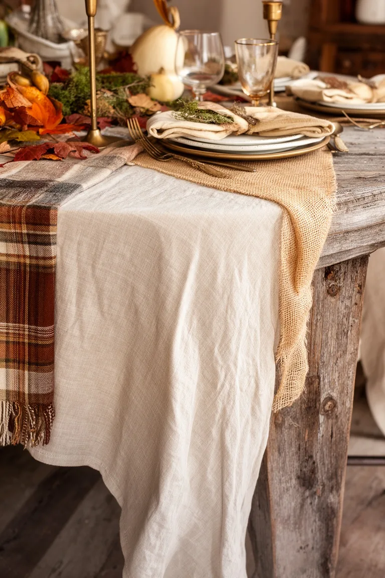 Rustic fall table linen base, idea 2