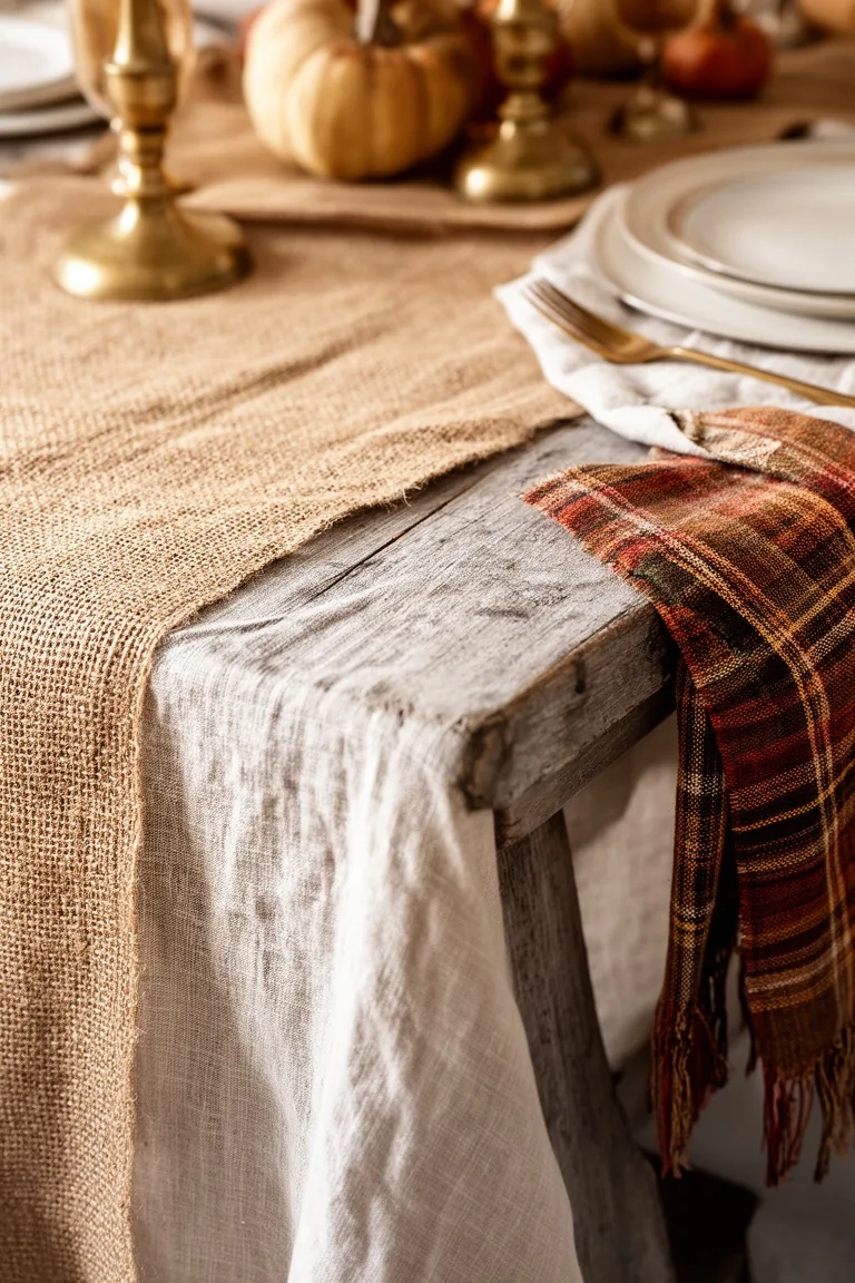 Rustic fall table linen base, idea 3