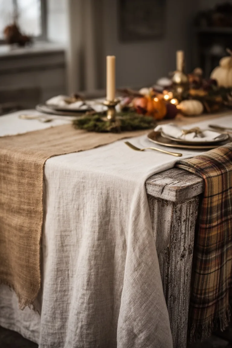 Rustic fall table linen base, idea 4