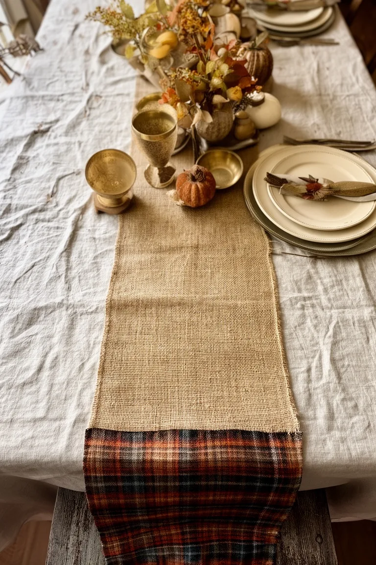 Rustic fall table linen base, idea 5