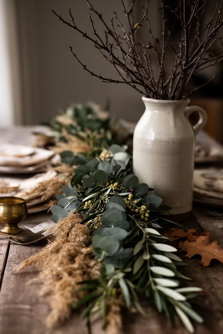 Rustic fall table greenery, idea 4