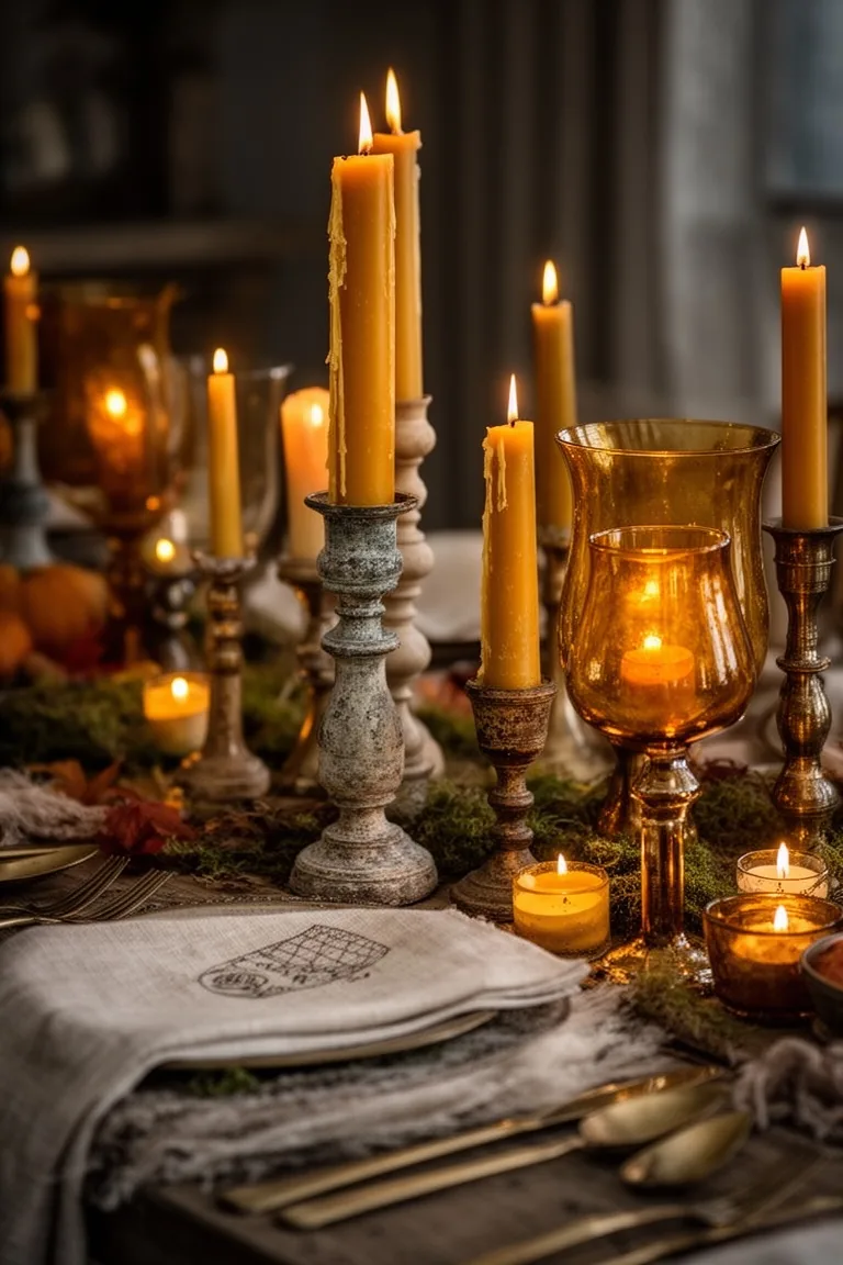 Moody rustic fall candles, idea 3