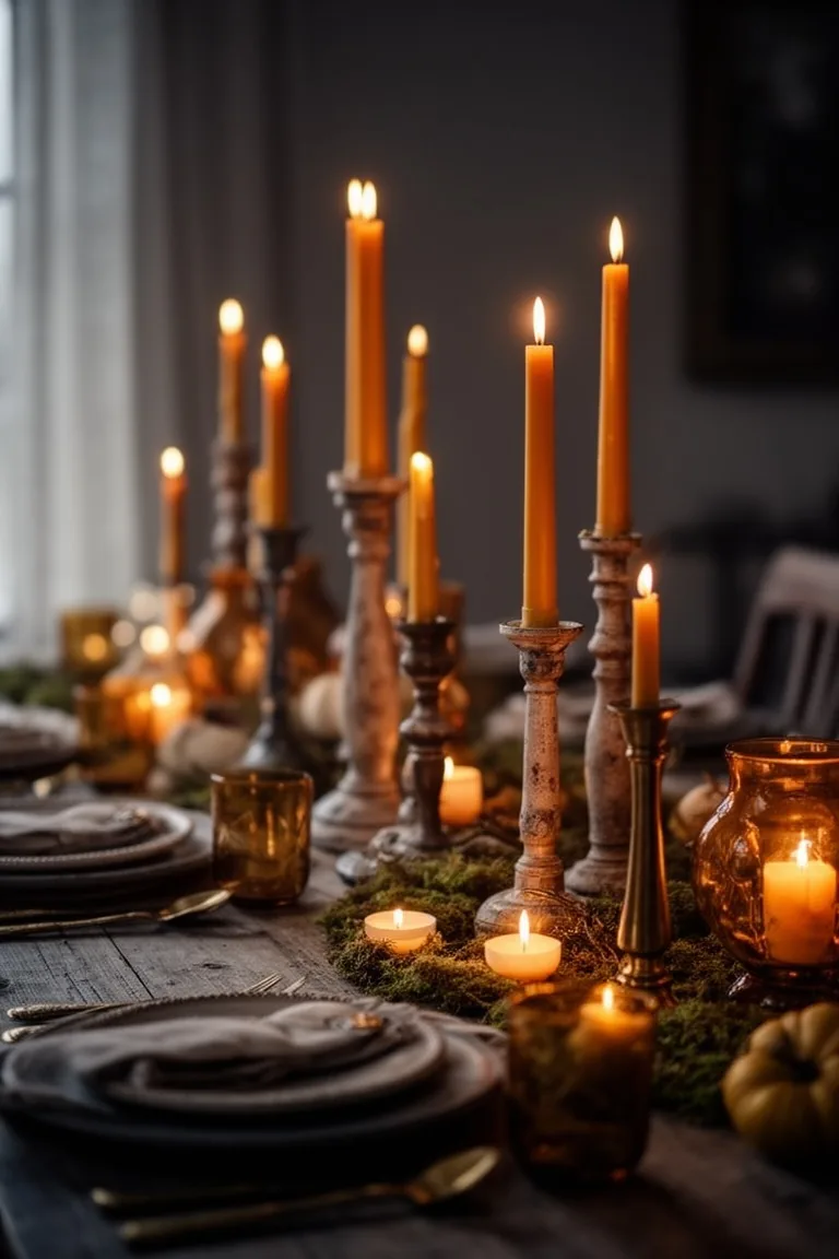 Moody rustic fall candles, idea 4