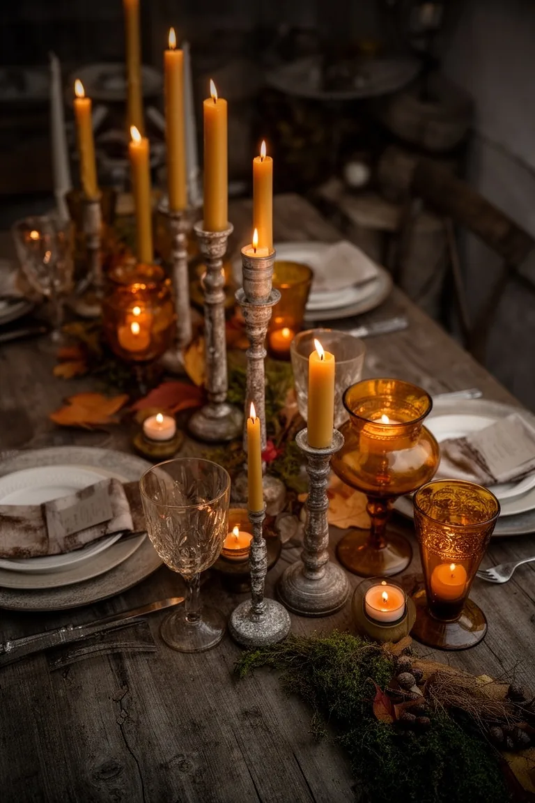 Moody rustic fall candles, idea 5