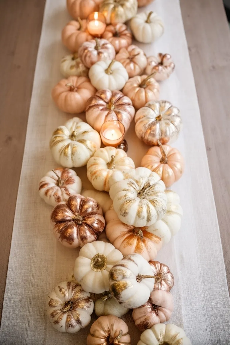 Gilded metallic pumpkin centerpiece, idea 3