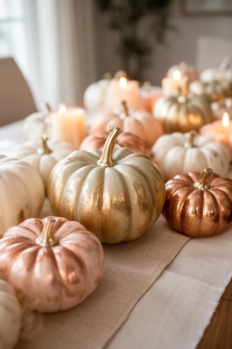 Gilded metallic pumpkin centerpiece, idea 4