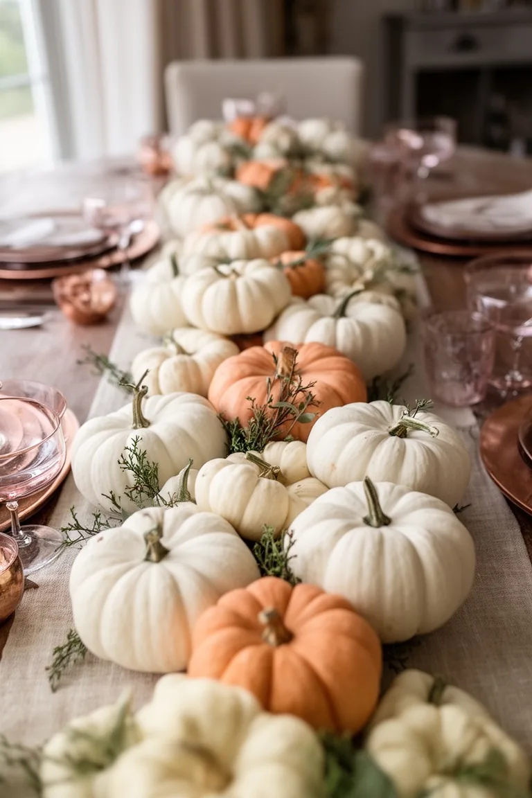 Mini pumpkin runner fall centerpiece, idea 4