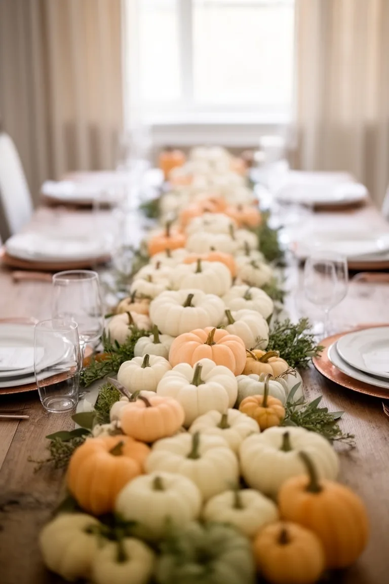 Mini pumpkin runner fall centerpiece, idea 5