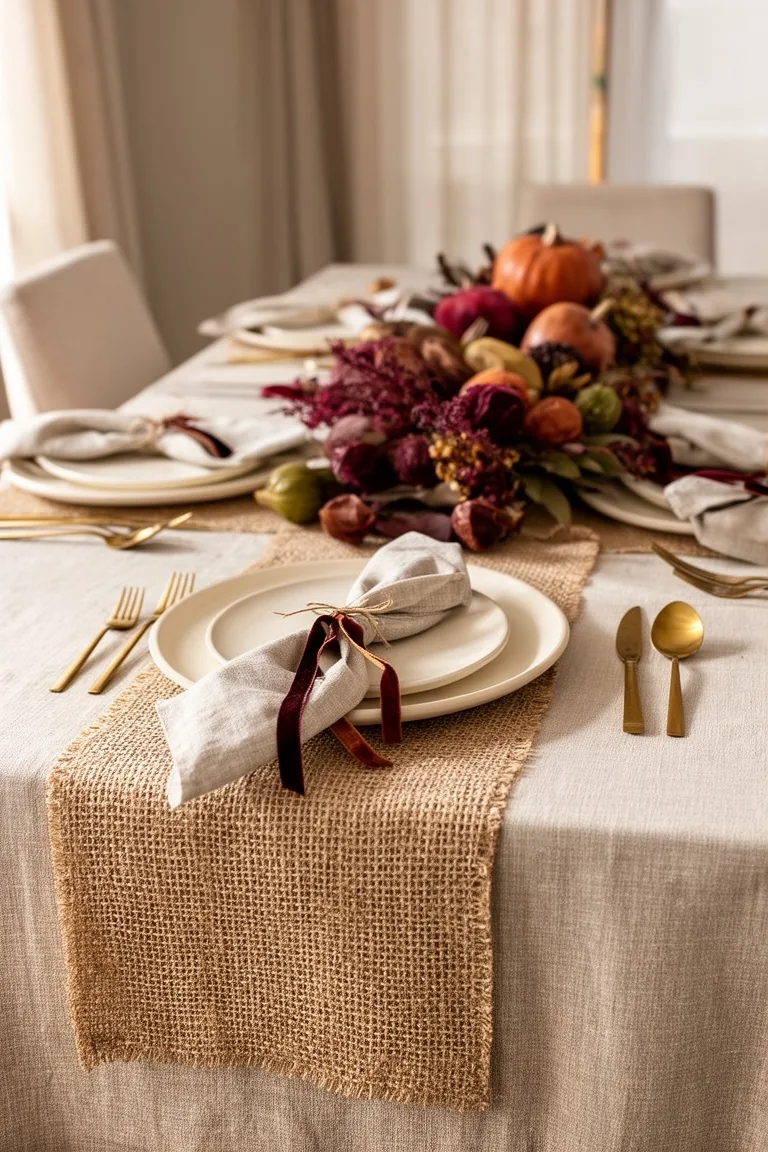 Layered Thanksgiving table textures, idea 1