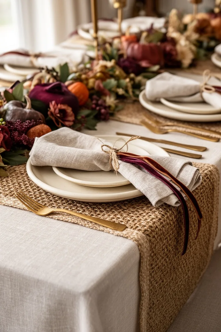 Layered Thanksgiving table textures, idea 2