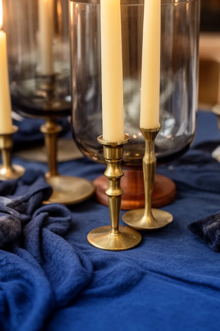 Blue fall table candlelight, idea 5