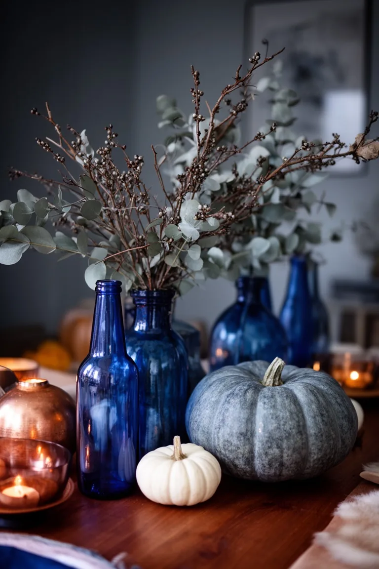 Blue fall harvest centerpiece, idea 4