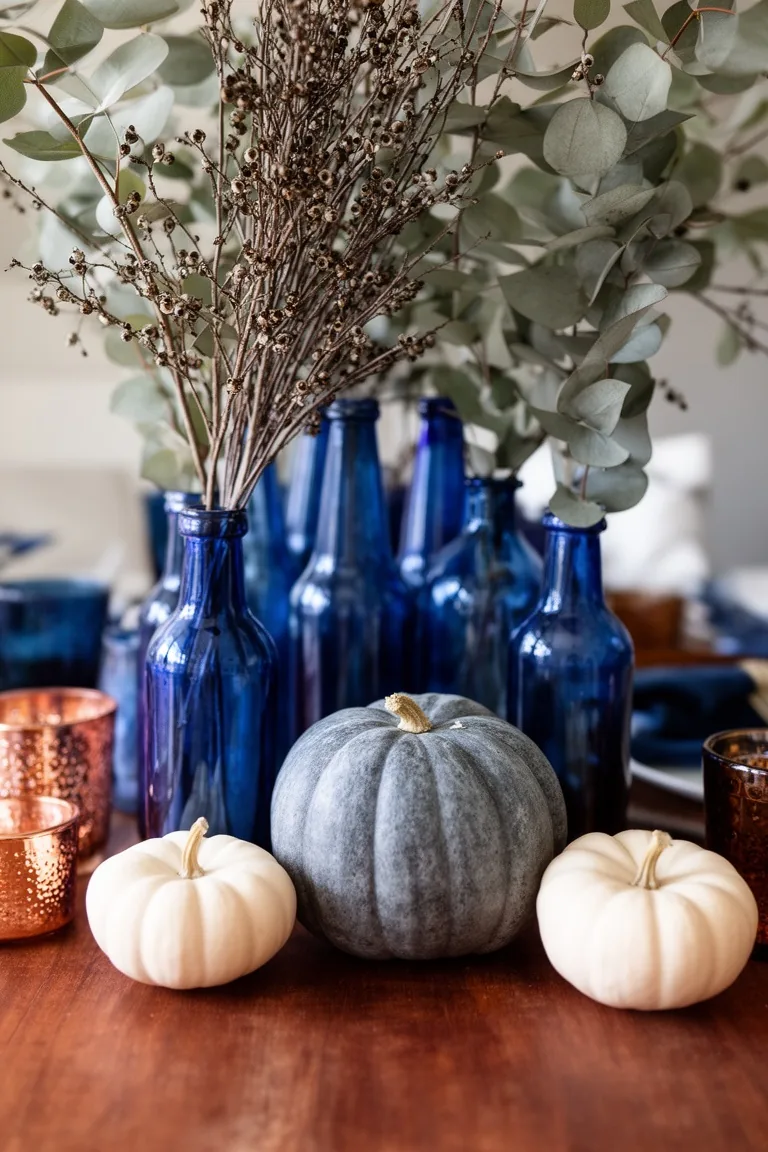 Blue fall harvest centerpiece, idea 5