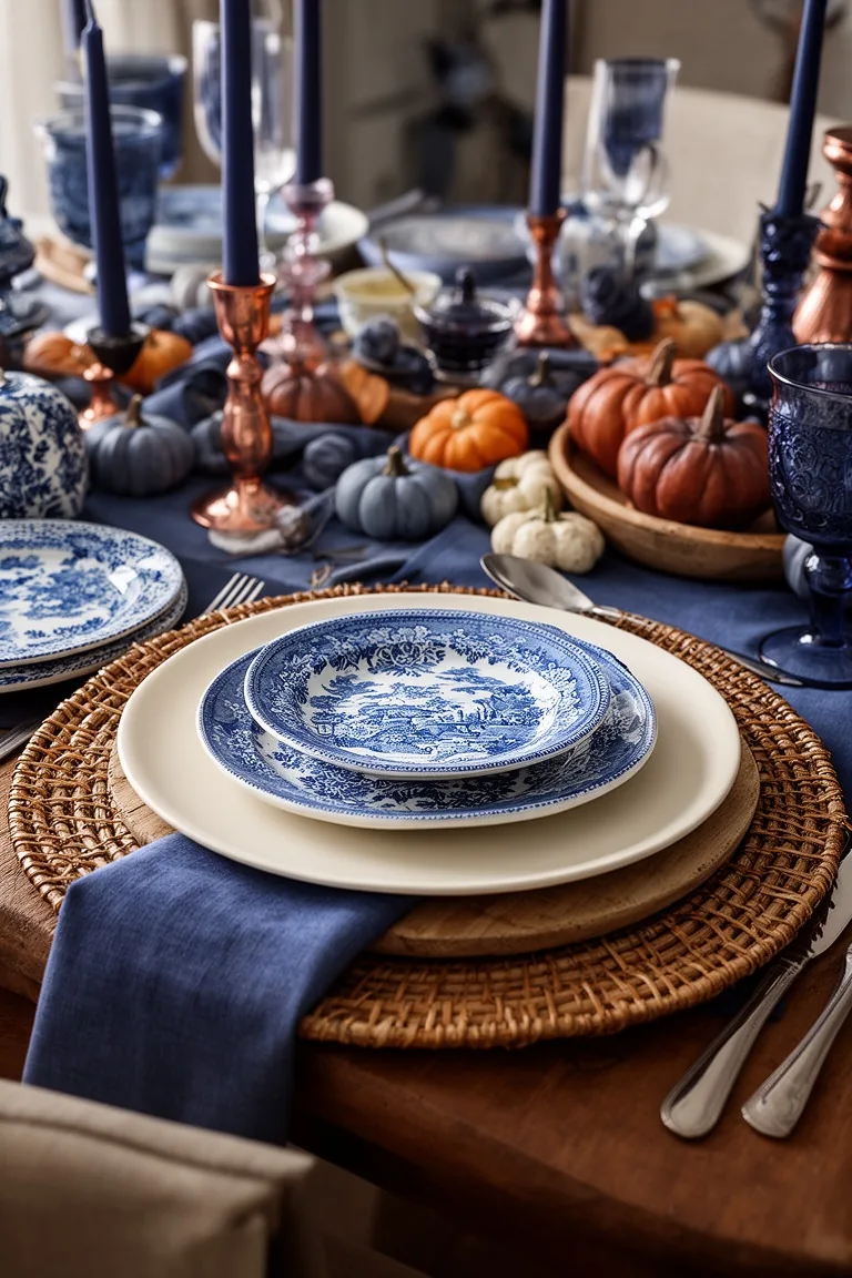 Layered blue fall plates, idea 1