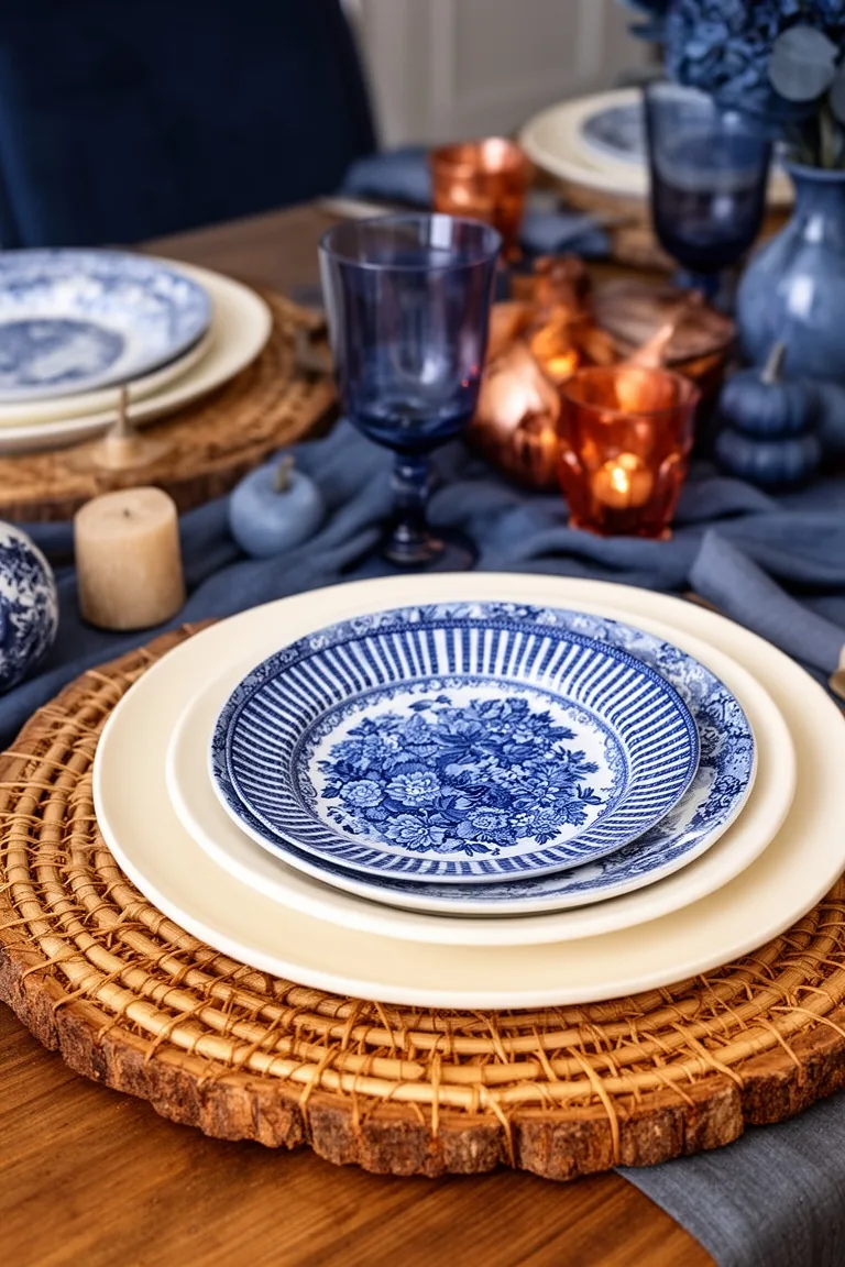 Layered blue fall plates, idea 2