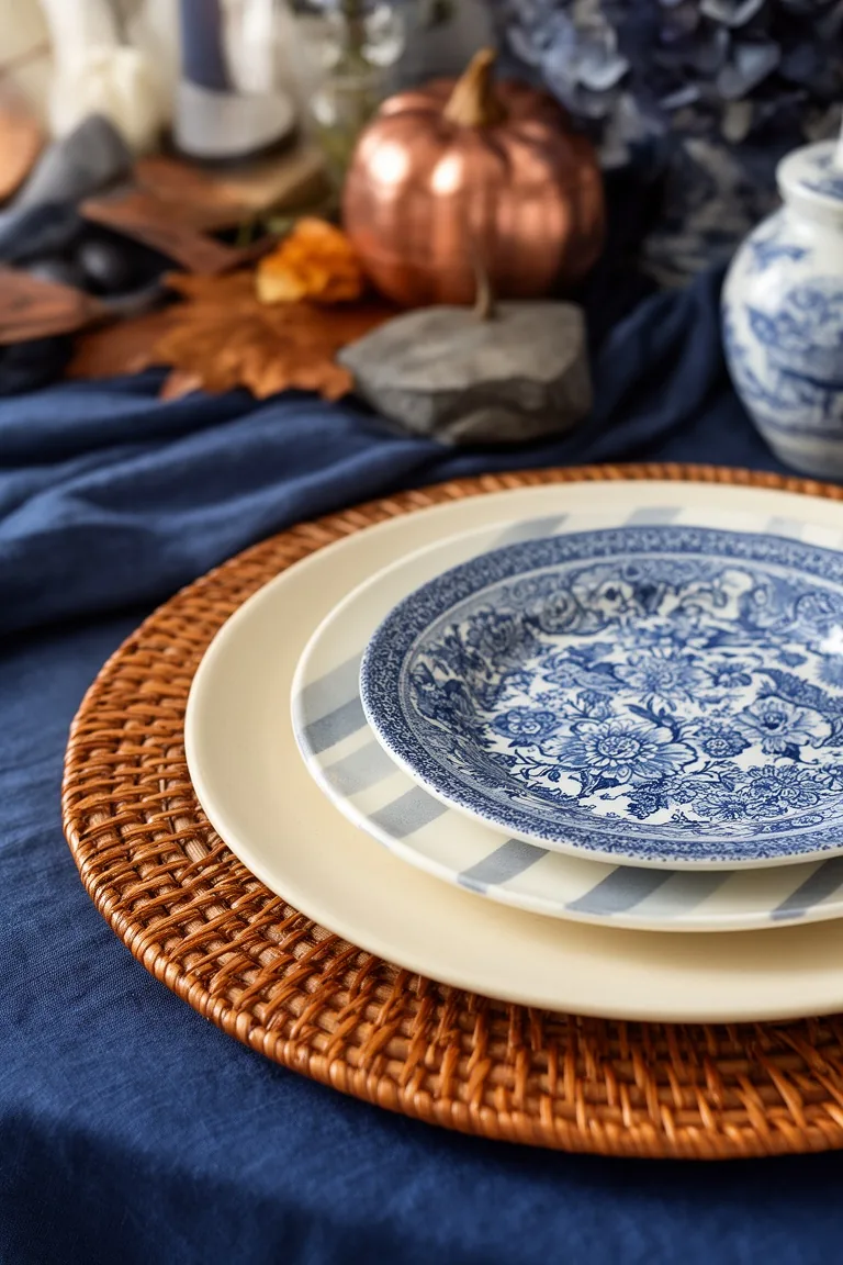 Layered blue fall plates, idea 5