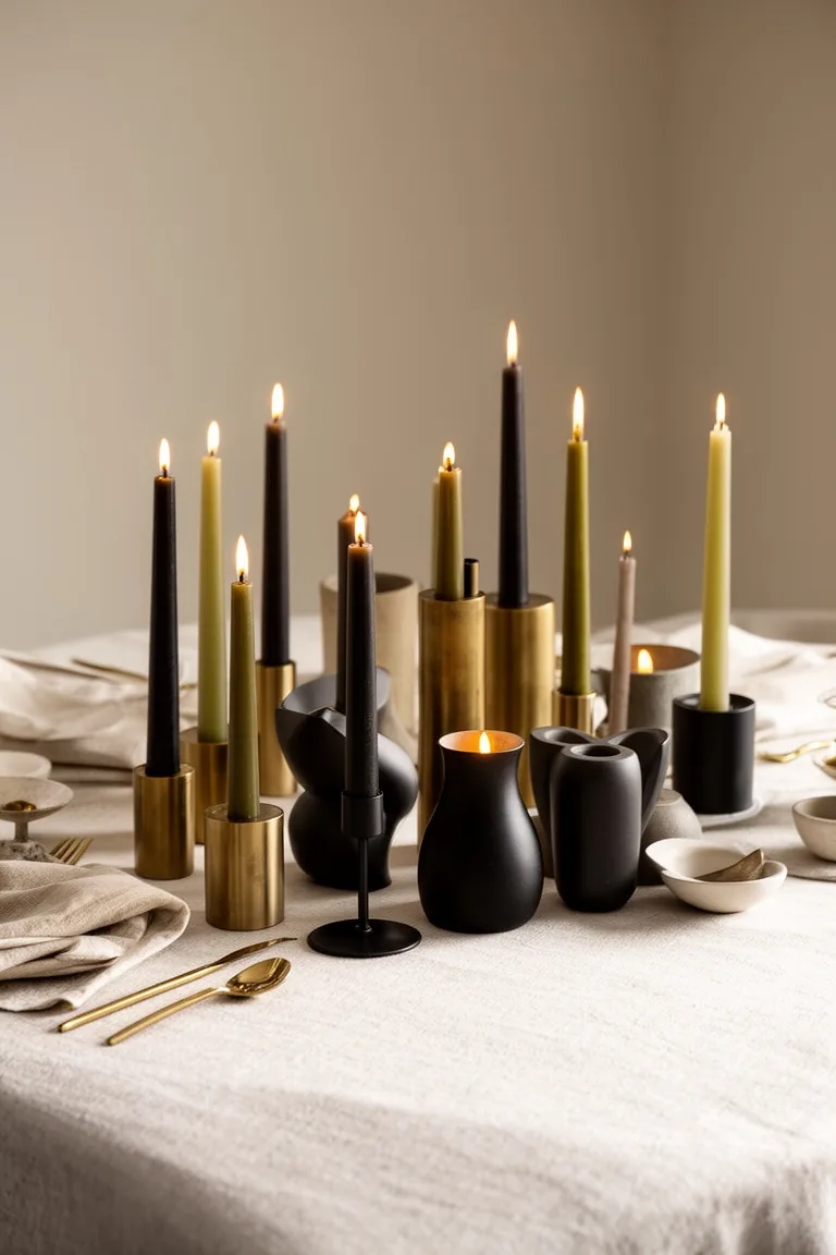 Modern fall table candles, idea 1