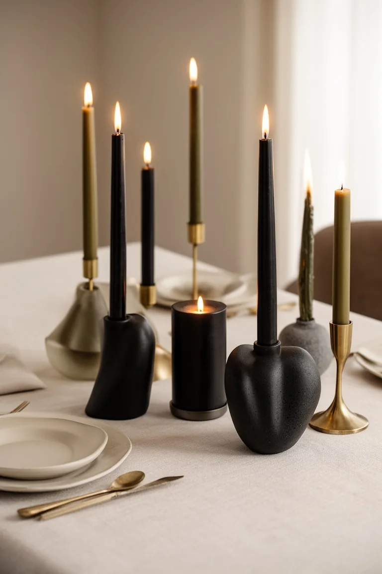 Modern fall table candles, idea 2