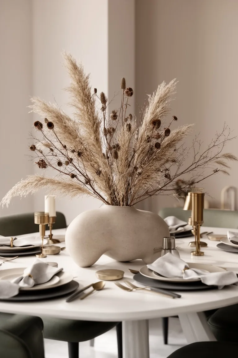 Modern sculptural fall centerpiece, idea 1