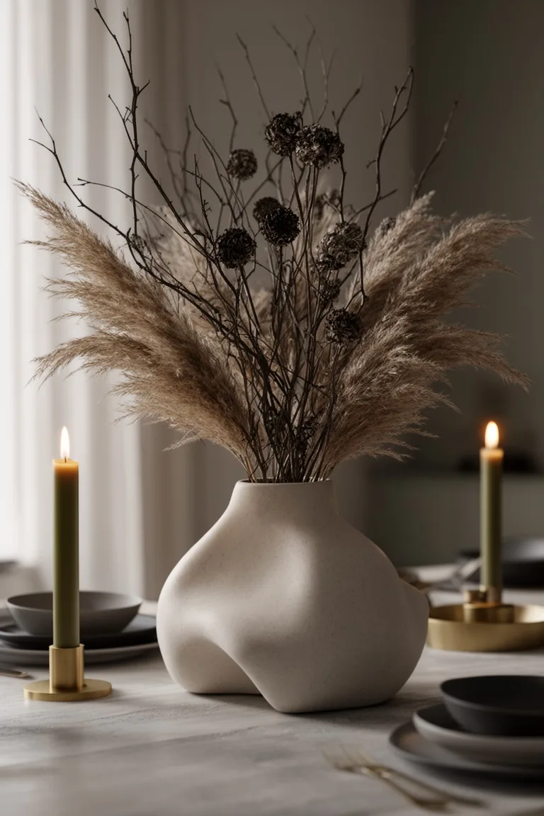 Modern sculptural fall centerpiece, idea 4