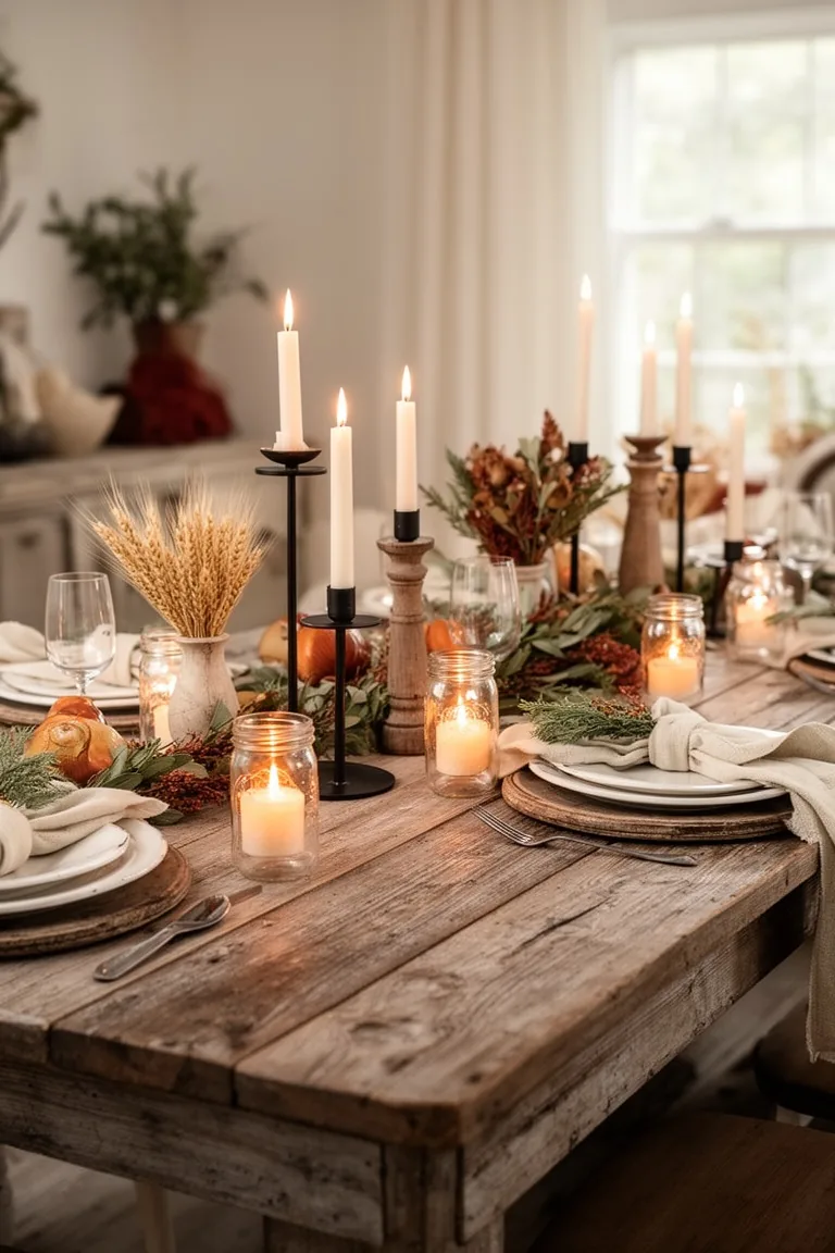 Farmhouse fall table candlelight, idea 1