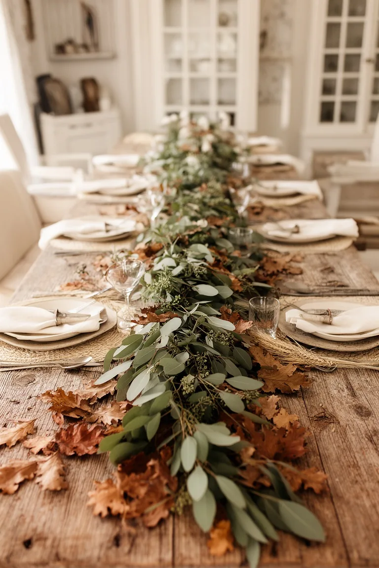 Farmhouse fall greenery garland, idea 1