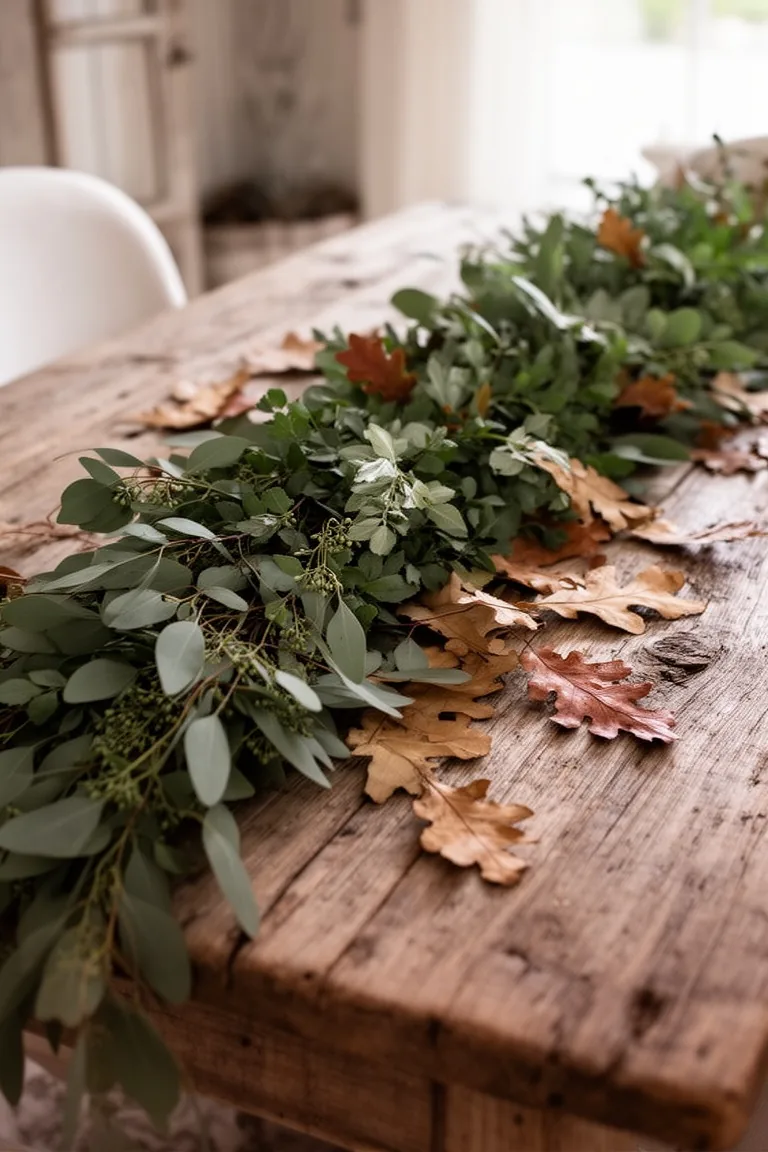 Farmhouse fall greenery garland, idea 2