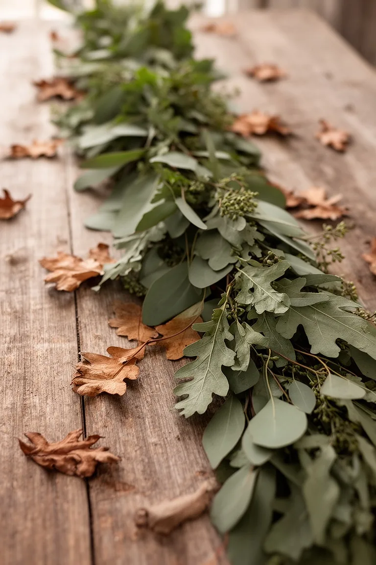 Farmhouse fall greenery garland, idea 3