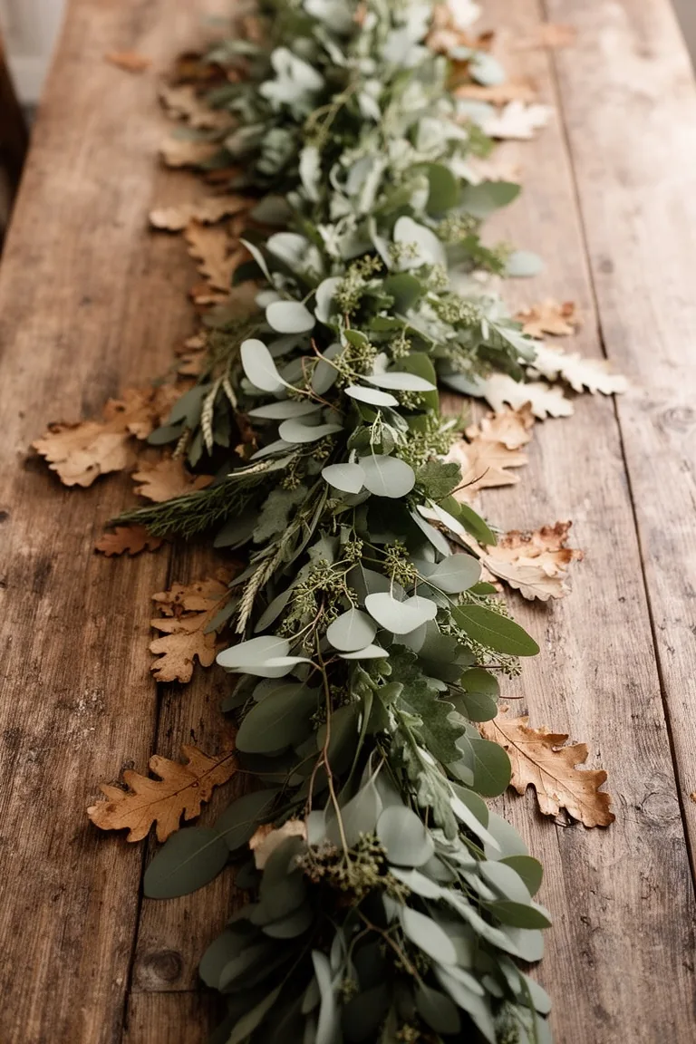 Farmhouse fall greenery garland, idea 5