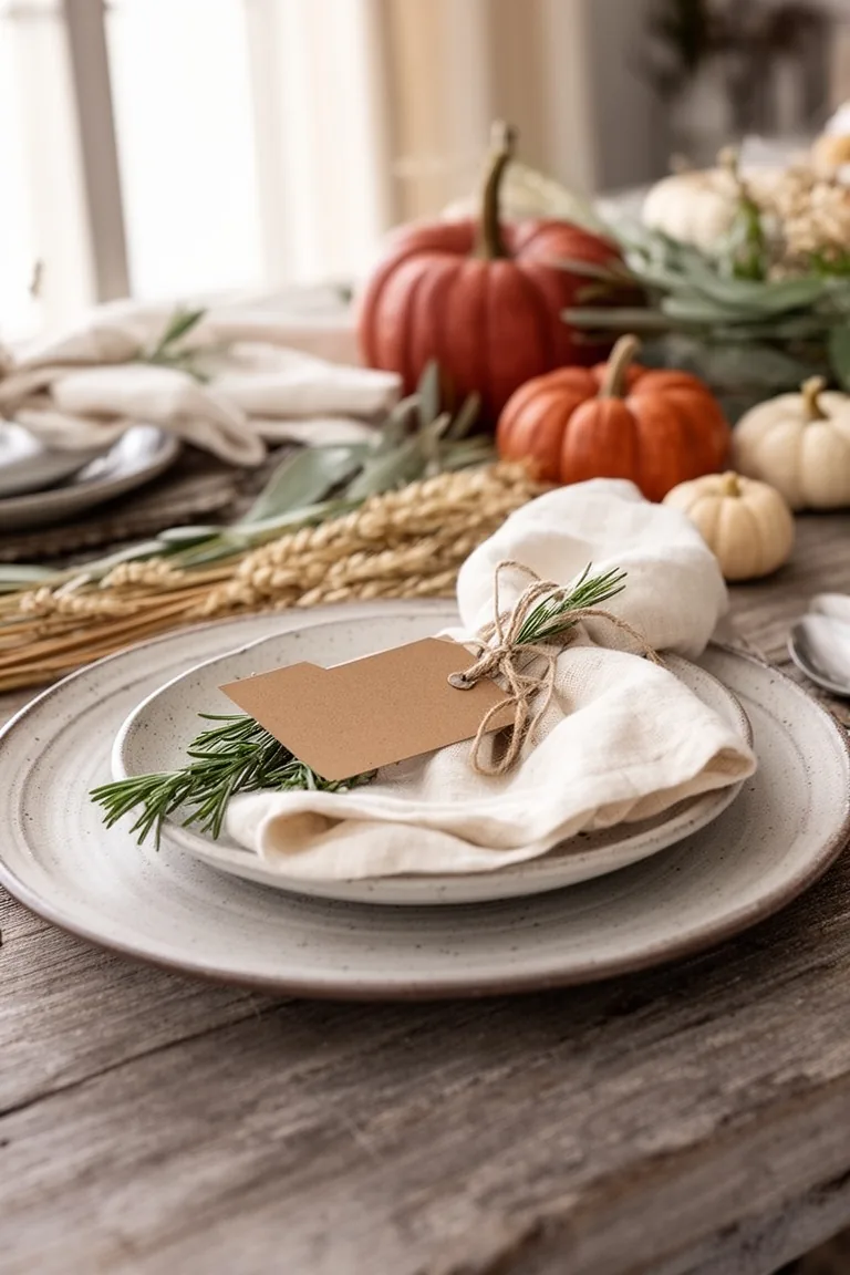 Farmhouse fall place setting vignette, idea 1