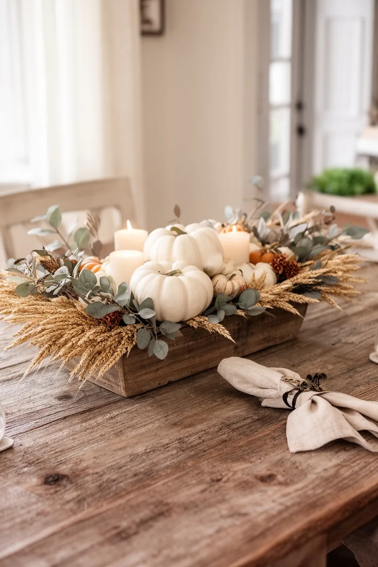 Farmhouse pumpkin centerpiece, idea 1