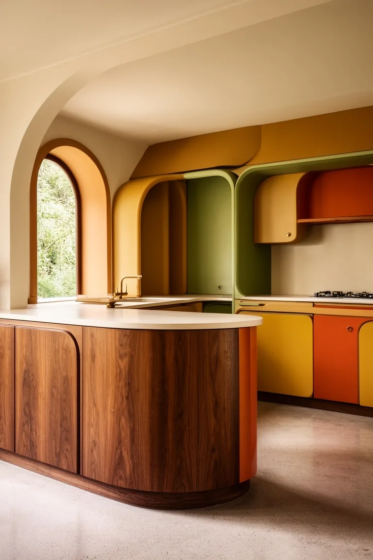 Curved arches 70s kitchen, idea 2