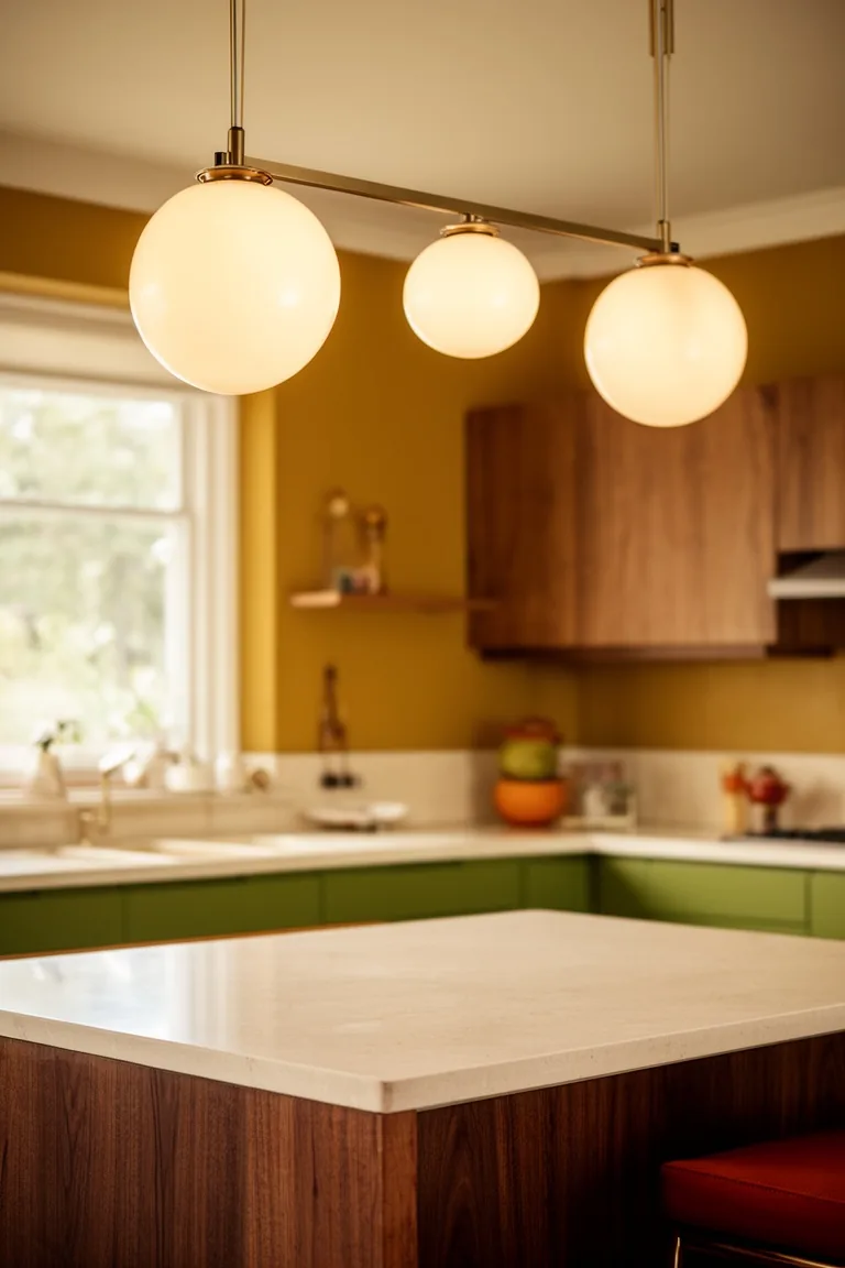 Globe pendant lighting 70s kitchen, idea 5