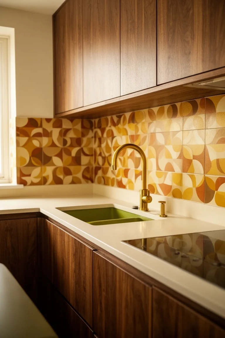 Patterned tile 70s kitchen, idea 2
