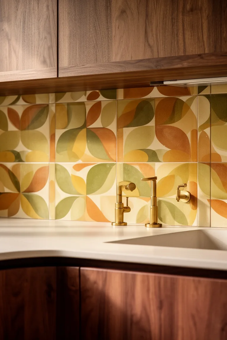 Patterned tile 70s kitchen, idea 3