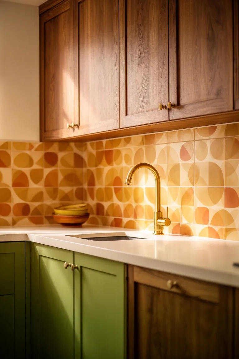 Patterned tile 70s kitchen, idea 4