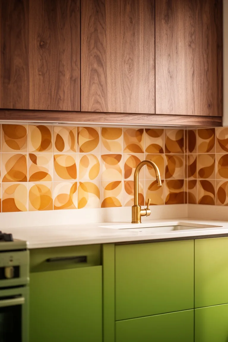 Patterned tile 70s kitchen, idea 5