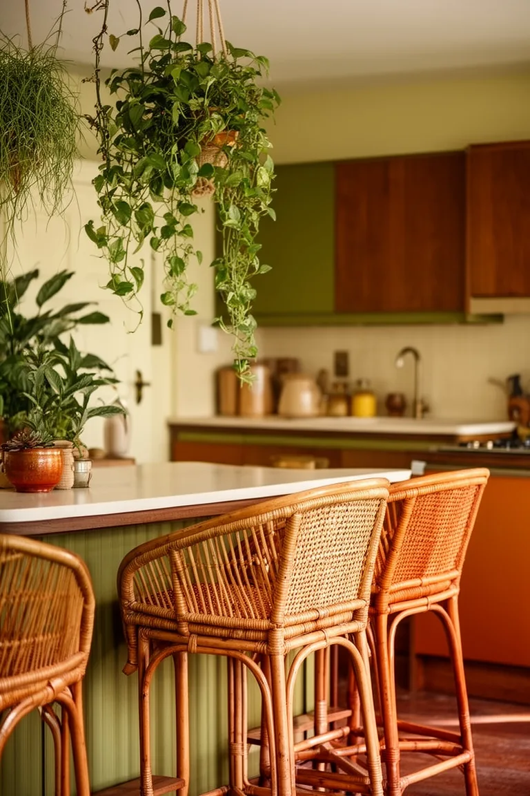 Plants and rattan 70s kitchen, idea 5