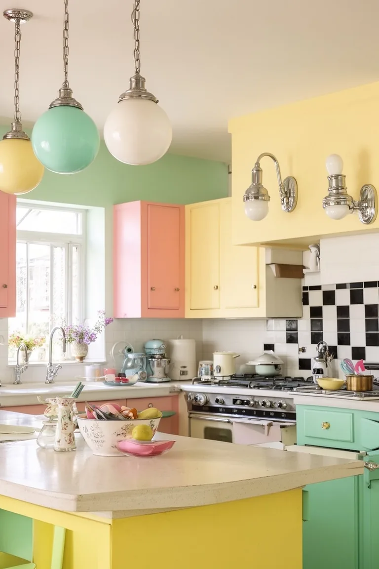 Retro kitchen statement lighting, idea 1