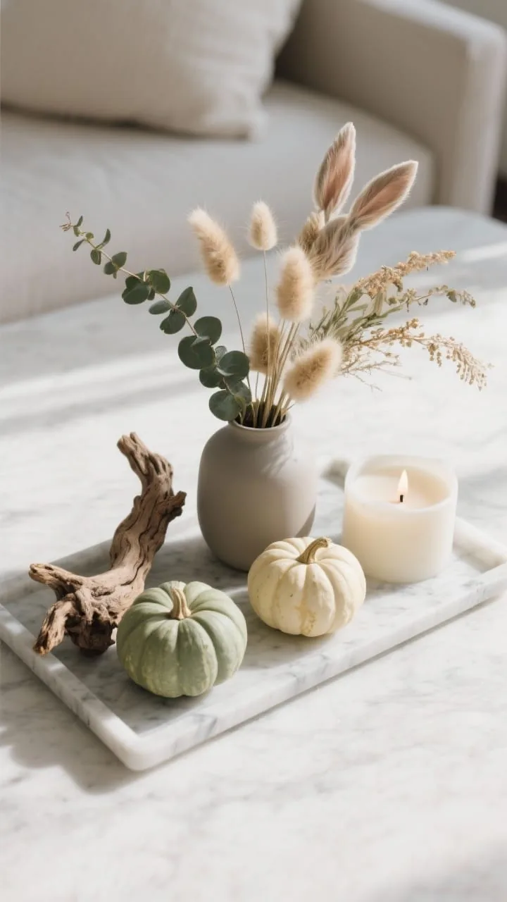 Chic natural elements on a fall coffee table
