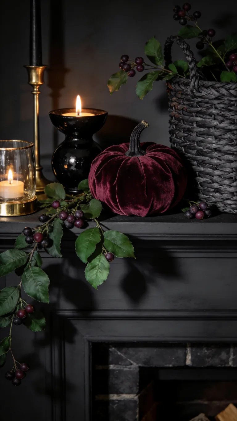 Let Shadow Be Part of the Design - moody fall mantel decor idea